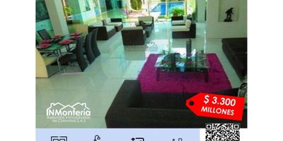 VENTA DE CASA DE DOS PISOS EN EL RECREO DE MONTERIA 

Distribución 

primer piso:


 Cocina abierta
 Sala principal
 Comedor
 Sala frente a la piscina
 Cuarto de huésped primer piso
  Salón de evento frente a la piscina
  Turco
  Terraza para asado
 Cuarto de servicio
 San alejo
 Garaje 4 carros
 Cuarto para navidad muy amplio en el garaje..


Segundo piso: 


 3 habitaciones
  La principal muy amplia
  Todas con jacuzzi
  Estudio
 Sala de estar
 Gimnasio
 Primer piso mármol. 


Se encuentra en septor de alta valorizacion, segura, con vigilancia, cerca a vias principales, centros comefciales y parque,  con facil acceso a transporte publico. 

INMONTERIA ASESORÍAS INMOBILIARIAS DE COLOMBIA

✅ Si desea recibir información adicional o visitar personalmente esta propiedad puede agendar una visita a las siguientes líneas de atención:
* Línea WhatsApp de ventas ? 3205548556 
* Línea WhatsApp de arriendos ? 3233444404

✅ Para ofrecer su inmueble con nosotros puede contactar a las líneas de atención o escribir al siguiente correo electrónico
? inmonteria.inmobiliaria@gmail.com
? www.inmonteriainmobiliaria.com.co ?

? Síguenos en INSTAGRAM y FACEBOOK @inmonteria
https://www.instagram.com/inmonteria
