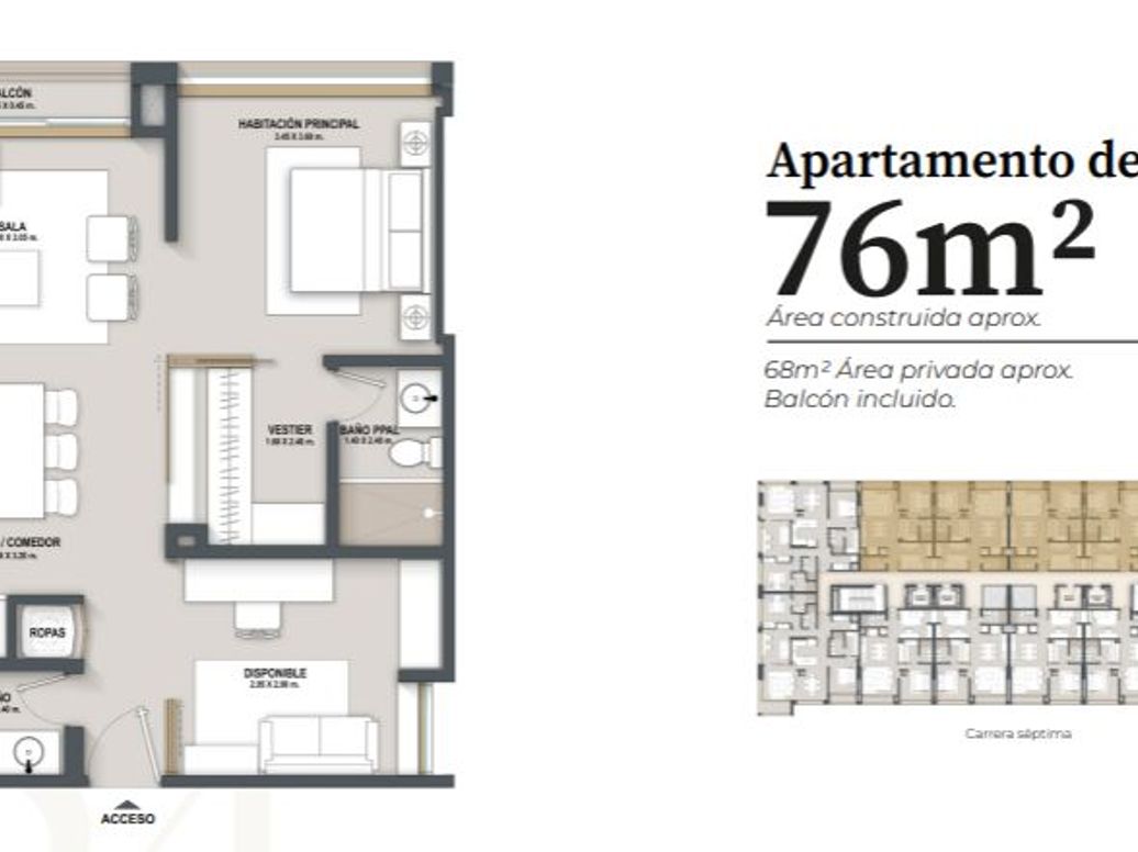 Apartamento de 2 alcobas en venta en El Retiro, Bogotá, 76 m² · foto 2 de 18