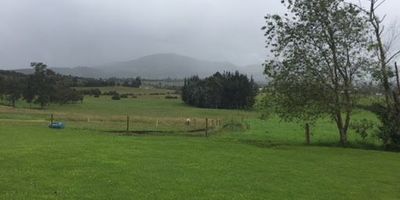 Excelente finca de cuarenta y cinco fanegadas veintiocho hectáreas. División de cuatro lotes, Sistema de riego por goteo, un pozo profundo de uno punto siete litros por segundo, dos lagos, casa para vivientes, bodega de dos niveles de cuatrocientos metros cuadrados, quince mil plantas de durazno.