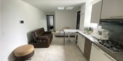 Apartaestudio de 2 ambientes, cuenta con 1 habitación con clóset, un baño, cocina integral, sala - comedor, zona de ropas.

Se alquila amobaldo
