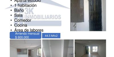 Aparta estudio en Arriendo o venta Cuenta con 1 habitacion , baño , sala , comedor , cocina , area de labores ,Tiene un area de 44.5 Mts2