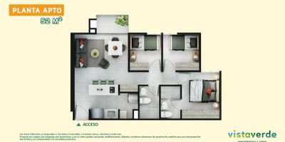 Hermoso apartamento en cesión de derechos, ubicado en la unidad residencial vista verde en El Carmen de viboral, cuenta con un área total de 52 metros cuadrados club house, sendero ecológico, gimnasio al aire libre, bancas de lectura, juegos infantiles, plaza de agua, senderos para trotar, parque lineal y ciclo ruta su ubicación te permite estar en el sector campo alegre del Carmen de viboral, a 5 minutos del casco urbano unidad totalmente cerrada con portería 24 horas.
