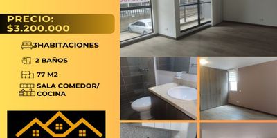 Apartamento  Amplio y acogedor apartamento de 77 m² ubicado en una tranquila zona residencial de Suba, ideal para familias o parejas que buscan comodidad y funcionalidad. Este inmueble, con una agradable vista interior que garantiza privacidad y sosiego, se encuentra estratégicamente diseñado para aprovechar cada espacio   Características Principales: 3 cómodas habitaciones con closet , todas con buena iluminación y espacio para almacenamiento 2 baños completos, modernos y bien mantenidos, uno de ellos en la habitación principal Sala Comedor, Cocina Integral, Balcón, deposito y parqueadero cubierto.