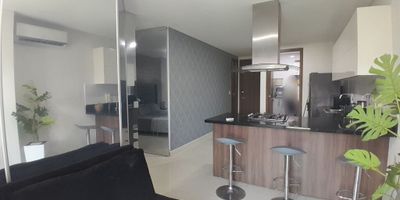 Descubre este apartaestudio amoblado de 54 metros cuadrados distribuidos en 1 habitación, 1 baño, sala-comedor, cocina integral, baño social, area de labores, balcon, aire acondicionado, cuenta con salon social, ascensor, piscina, zona infantil, planta electrica, gimnasio, jacuzzi, deposito, zona BBQ y 1 parqueadero, este inmueble  ofrece comodidad y estilo en cada rincón. Su diseño moderno y acabados de alta calidad lo convierten en el lugar perfecto para vivir. No pierdas la oportunidad de hacer tuyo este espacio. ¡Contáctanos ahora para más información y agenda una visita!