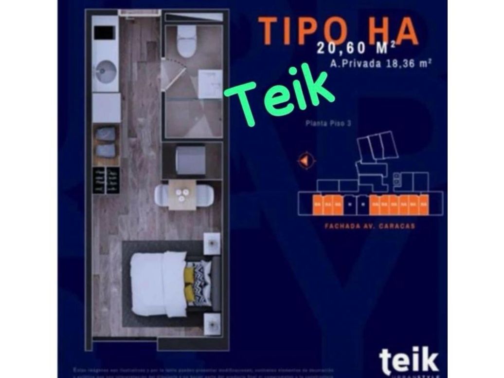 Apartaestudio en venta en San Diego, Bogotá, 21 m² · foto 6 de 7