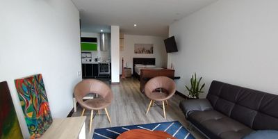 Cod. 3170 Espectacular apartaestudio amoblado tipo loft de 43 mts. Edificio estrato 5 con vigilancia 24 horas, iluminado, cuarto piso exterior, cocina abierta con estufa eléctrica, baño, zona de lavandería independiente, parqueadero cubierto y depósito. Salón social, terraza BBQ, parque infantil,  Zona húmeda, piscina, jacuzzi, baño turco, sauna, gimnasio, parqueaderos de visitantes. Cerca a parque Bella Suiza, Parque Unicerros,  C.C. Unicentro, Carulla Bella Suiza, vías de acceso, Av. Cr. 7, Av. Cr. 9, Calle 127, Calle 134.
Uniproyectos, donde cada puerta es una bienvenida. Te esperamos.