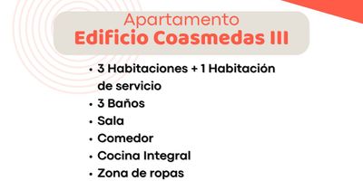 3 Habitaciones, alcoba principal con vestier y baño, 2 baños auxiliares, sala de star, sala, comedor, cocina integral,zona de ropas, parqueadero, zona social, parque niños