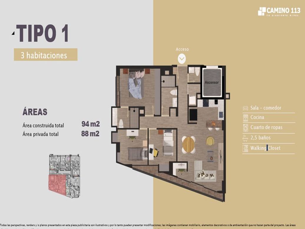 Apartamento de 3 alcobas en venta en Molinos Norte, Bogotá, 94 m² · foto 3 de 20