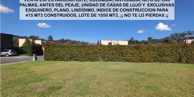 Venta de espectacular lote en exclusiva parcelación, unidad cerrada vigilancia 24 horas,  antioquia Medellín envigado alto de las palmas antes del peaje, unidad cerrada de alta valorización, espectaculares casas de lujo a tan solo 10 minutos del poblado, cerca de colegios, universidades, y disfrutando de la frescura y Exclusividad,  de vivir en el alto de las palmas. Área 1.545 mt2, en la que puedes construir hasta 415 mt2, la construcción esta definida por reglamento en cuanto acabados etc. Valor $ 1.500 mil quinientos  millones de pesos colombianos Valor en dólares us $ 357.000  trecientos cincuenta y siete mil dólares aproximadamente No te pierdas ésta magnífica oportunidad.

Para finalizar: Es una gran oportunidad para invertir en esta increíble  propiedad. Si este es tu presupuesto , si te interesa esta propiedad y llena tus expectativas de inversión,  No dejes pasar la oportunidad, no dudes en llamarme e iremos a conocer esta excelente opción de inversión, y esta belleza de  propiedad . Con nuestros servicios, y con nuestra asesoría personalizada durante todo el proceso, compras fácil, rápido y seguro. Esperamos tu llamada. Con el Precio en dólares ,  La tasa de cambio se revisará al momento de algún negocio.

ENGLISH Sale of spectacular lot in exclusive plot, closed unit 24 hour security, Antioquia Medellin Envigado Alto de las Palmas before the toll, closed unit of high valuation, spectacular luxury homes just 10 minutes from the town, near schools, universities, and enjoying the freshness and exclusivity of living in the Alto de las Palmas. Area 1.545 mt2, in which you can build up to 415 mt2, the construction is defined by regulation in terms of finishes etc. Value $ 1,500 billion five hundred million Colombian pesos Value in U.S. dollars $ 357,000 approximately three hundred and fifty-seven thousand dollars Do not miss this magnificent opportunity.

To conclude: It is a great opportunity to invest in this incredible property. If