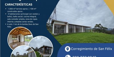 ? Alquiler de Casa Finca en el Sector Manantiales – Corregimiento San Félix, Bello (Antioquia)

Si buscas tranquilidad, naturaleza y un espacio ideal para vivir rodeado de aire puro, esta hermosa casa finca es perfecta para ti. Ubicada en el sector Manantiales, a solo 1 km de la bomba Zeus de San Félix, ofrece una combinación ideal entre comodidad y entorno campestre.

✨ Características principales:


 
 Área total del terreno: 1.000 m² aprox.
 
 
 Área construida: 100 m² aprox.
 
 
 3 habitaciones, dos con clóset y la principal con vestier y baño privado.
 
 
 Baño social adicional.
 
 
 Sala comedor amplia con excelente iluminación natural.
 
 
 Cocina integral moderna y funcional.
 
 
 Zona de ropas interna.
 
 
 Todas las habitaciones cuentan con ventanales hacia el exterior que permiten disfrutar de la vista y la brisa natural.
 
 
 Amplias zonas verdes para el descanso, recreación o proyectos de jardinería.
 


? Acceso y ubicación:


 
 A solo 1 kilómetro desde la bomba Zeus de San Félix, con vías en excelente estado.
 
 
 Sector tranquilo, con ambiente natural y vista panorámica.
 


? Canon de arrendamiento: $2.800.000 mensuales

? Vive la experiencia de un entorno campestre con todas las comodidades de la ciudad cerca.

? Continente Inmobiliario
Tú lo sueñas, nosotros lo encontramos.
? 300 777 9049
