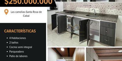 Casa en venta en Las Camelias Santa Rosa de Cabal

Precio 250000000 negociables
Direccion Cra 22B 23-19
Estrato 2
Area construida 96 m2
Año de construccion 2018 con proyeccion a segundo piso escaleras ya construidas

Habitaciones 4
Baños 2 uno privado con ducha caliente
Parqueadero se puede parquear dentro de la casa

Beneficios adicionales
• Excelente ubicacion en zona tranquila
• Amplia e iluminada con potencial de ampliacion
• Ideal para vivir o invertir

Para mas informacion o agendar visita escribenos