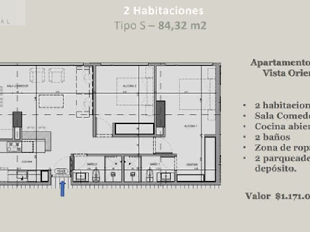 Apartamento de 2 alcobas en venta en Santa Barbara Oriental, Bogotá, 84 m² · foto 5 de 9