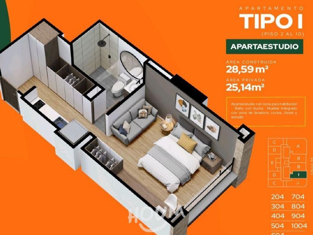 Apartamento de 1 alcoba en venta en Chico Norte Et. Iii, Bogotá, 28 m² · foto 12 de 12