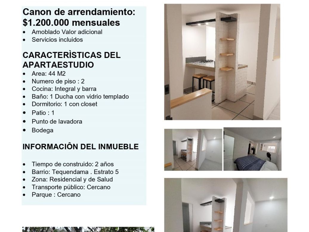 Apartaestudio en Arriendo en Tequendama, Comuna 19, Cali en Tequendama