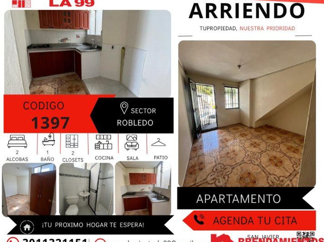 Apartamento en Arriendo con el Código 1397 en arriendo en Robledo