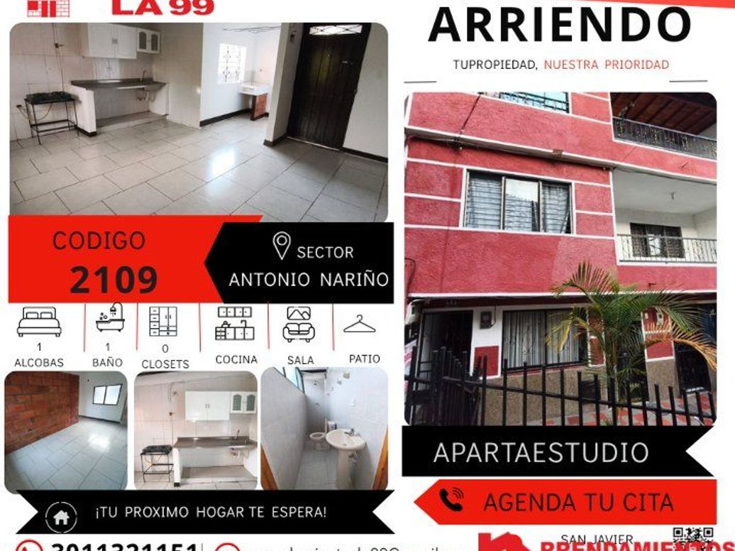 Apartaestudio en Arriendo con el Código 2109 en arriendo en San Cristobal
