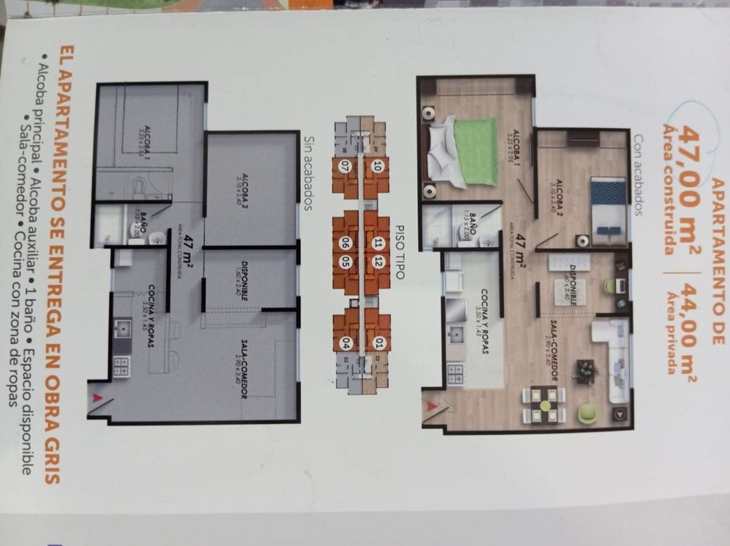 Apartamento de 3 alcobas en venta en Peñon Del Cortijo, Bogotá, 47 m² · foto 10 de 10