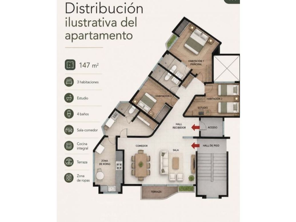 Apartamento de 4 alcobas en venta en Las Acacias, Bogotá, 147 m² · foto 13 de 14