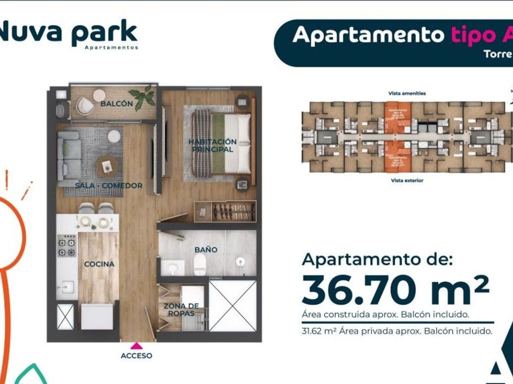 Apartamento de 1 alcoba en venta en Usaquén, Bogotá, 36 m² · foto 14 de 17