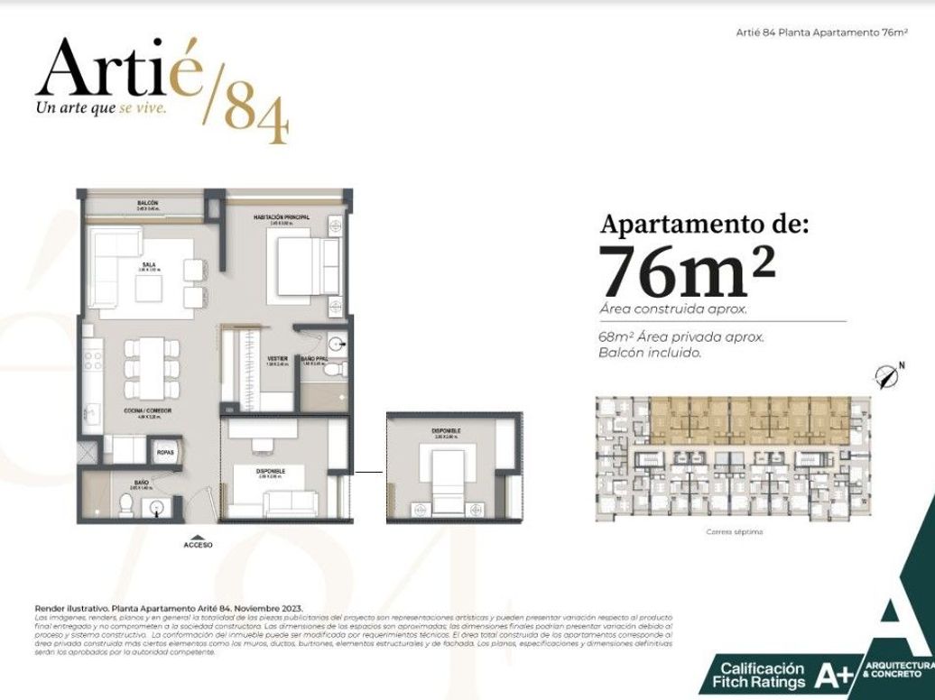 Apartamento de 1 alcoba en venta en La Cabrera, Bogotá, 118 m² · foto 2 de 20