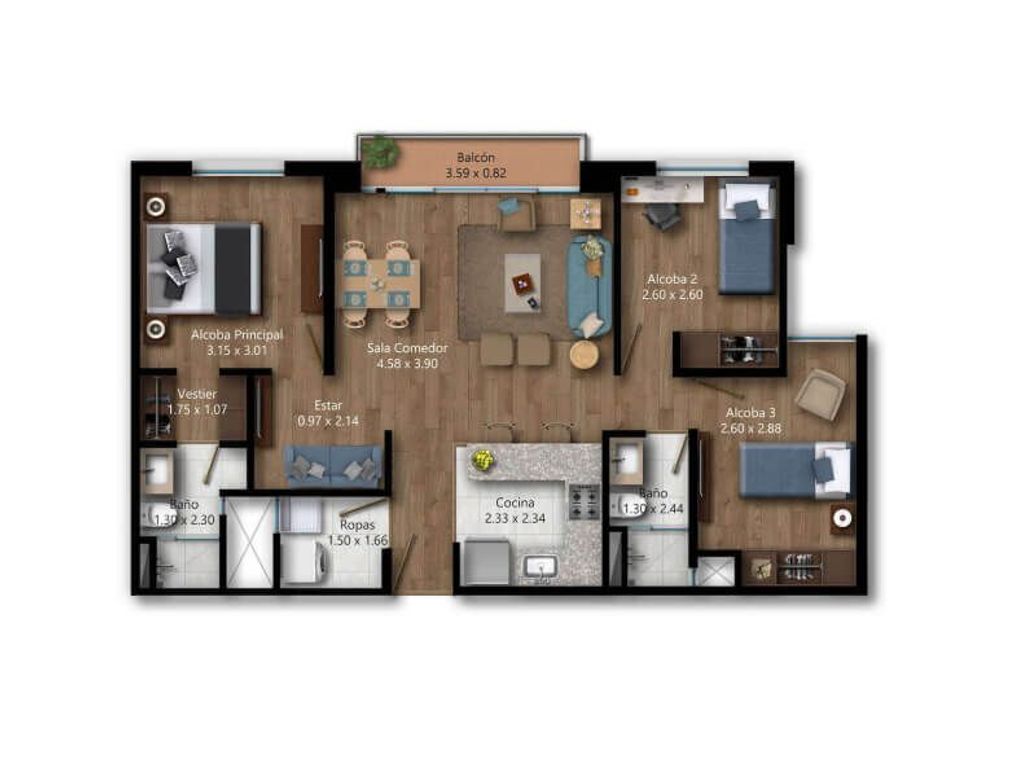 Apartamento de 3 alcobas en venta en El Dorado, Bogotá, 80 m² · foto 20 de 20