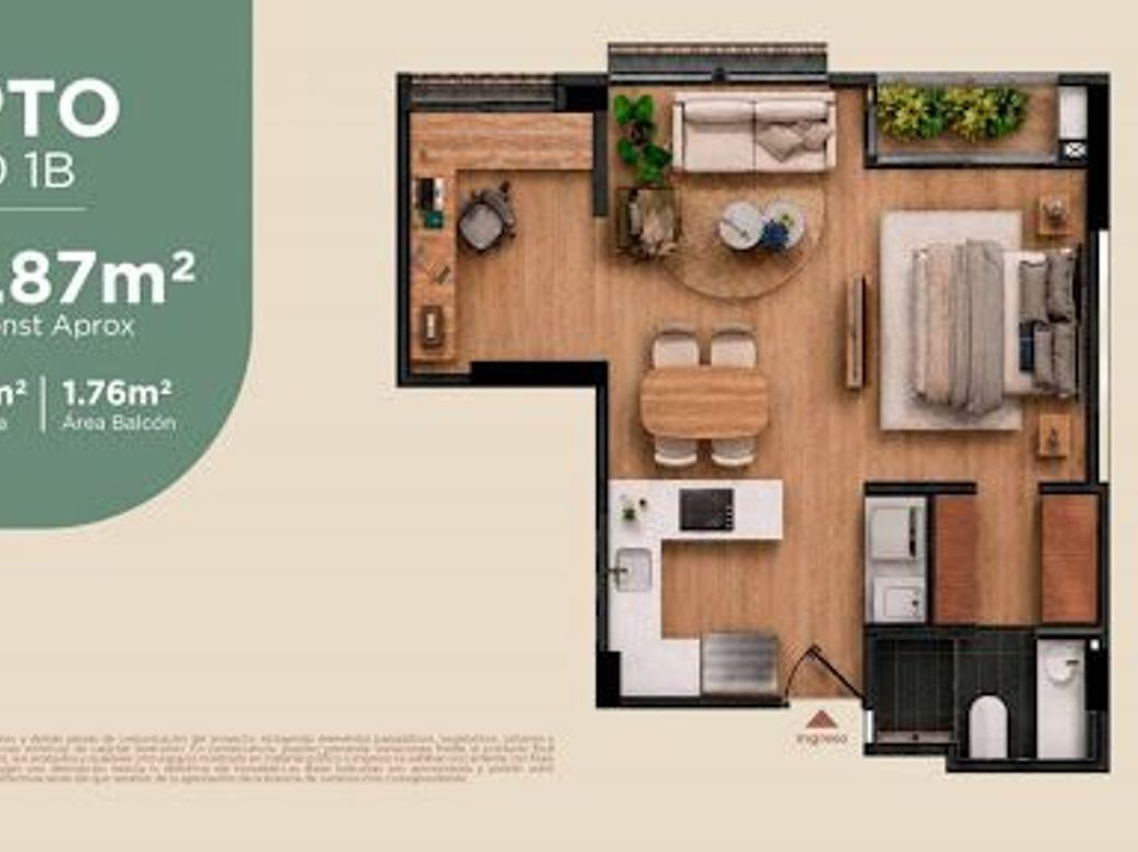 Apartamento de 1 alcoba en venta en La Soledad, Bogotá, 47 m² · foto 7 de 7